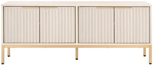 Safavieh Lylia 4 Door Media Stand White / Gold Legs / Gold Handle MED9623C