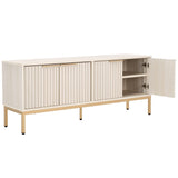 Safavieh Lylia 4 Door Media Stand White / Gold Legs / Gold Handle MED9623C