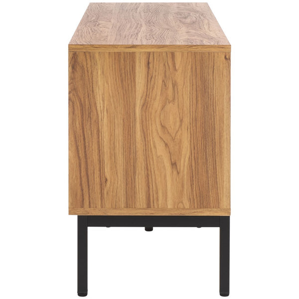 Safavieh Lylia 4 Door Media Stand Oak / Black Legs / Black Handle MED9623D