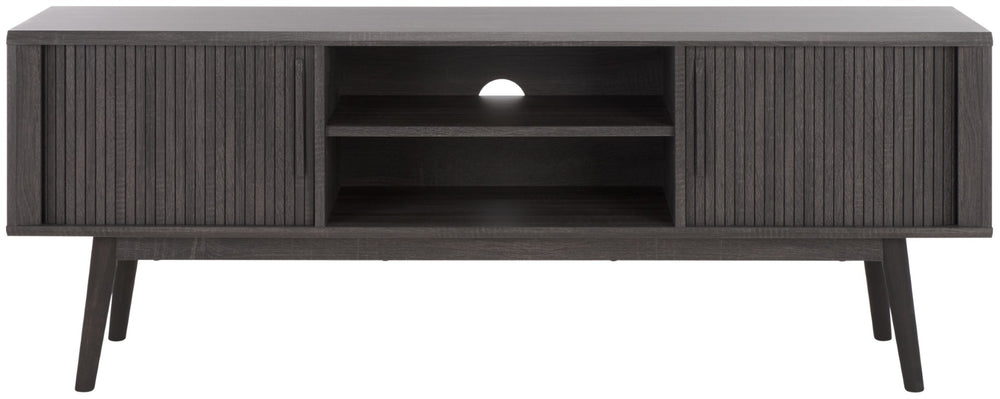 Safavieh Aphra Mid-Century Modern 2-Door Media Stand With Adjustable Shelves & Tambour Sliding Doors MED9624E