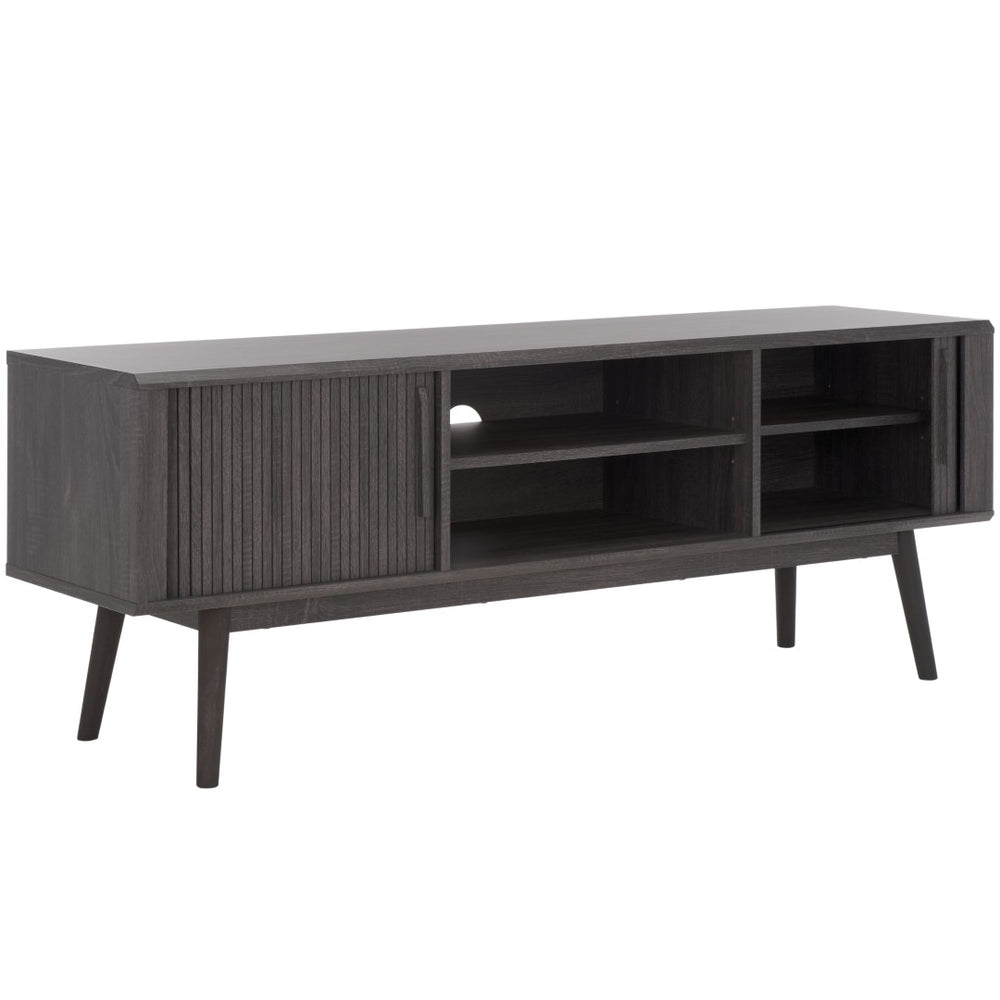 Safavieh Aphra Mid-Century Modern 2-Door Media Stand With Adjustable Shelves & Tambour Sliding Doors MED9624E