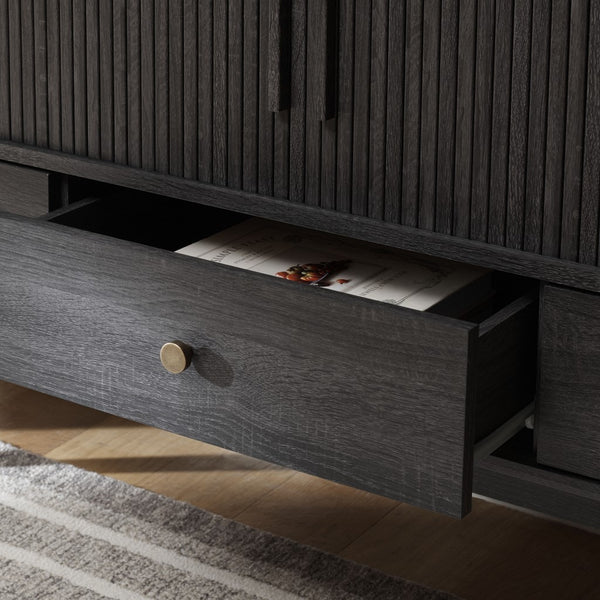 Safavieh Aphra 2 Door 3 Drawer Media Stand Distressed Black  MED9625E-2BX