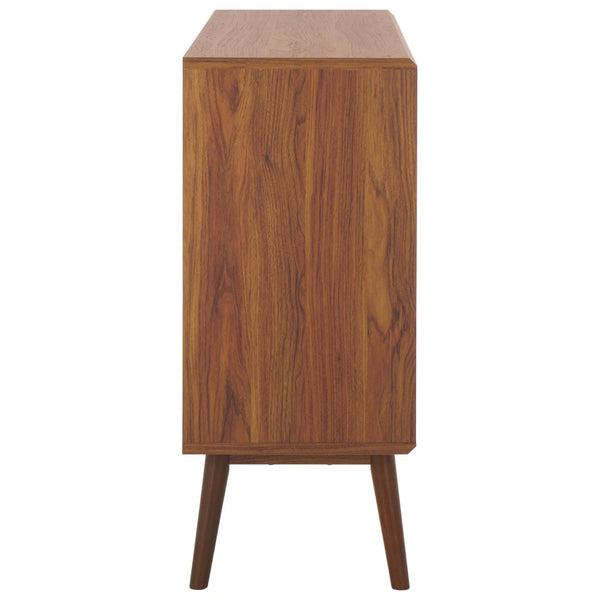 Safavieh Javante Mid-Century Sliding Door Media Stand With Ample Storage, Elegant Walnut Finish For Modern Spaces MED9626A