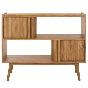 Safavieh Javante Tambour Door Media Stand - Stylish Storage Solution With Sleek Design For Modern Living Rooms Oak MED9627B