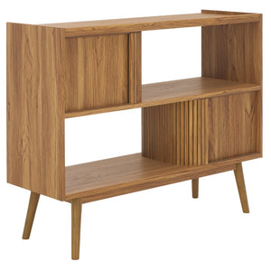Safavieh Javante Tambour Door Media Stand - Stylish Storage Solution With Sleek Design For Modern Living Rooms Oak MED9627B