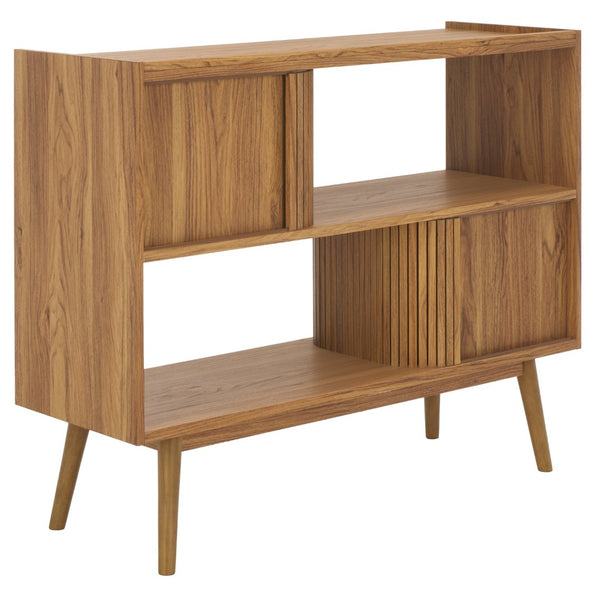 Safavieh Javante Tambour Door Media Stand - Stylish Storage Solution With Sleek Design For Modern Living Rooms Oak MED9627B