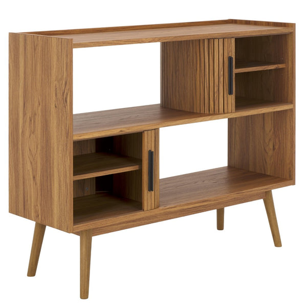 Safavieh Javante Tambour Door Media Stand - Stylish Storage Solution With Sleek Design For Modern Living Rooms Oak MED9627B