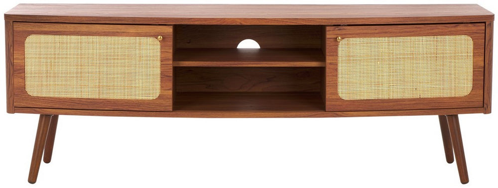 Safavieh Cielle 2 Door Media Stand Walnut / Natural 59.7" x 15.4" x 21"