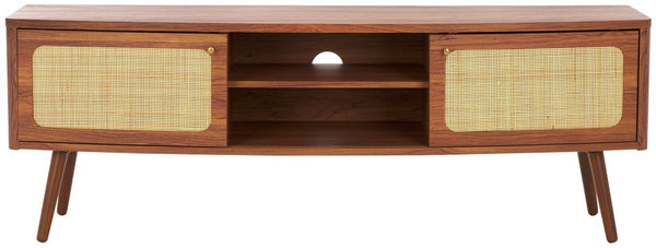 Safavieh Cielle 2 Door Media Stand Walnut / Natural 59.7" x 15.4" x 21"