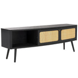 Safavieh Cielle 2 Door Media Stand Black / Natural 59.7" x 15.4" x 21"