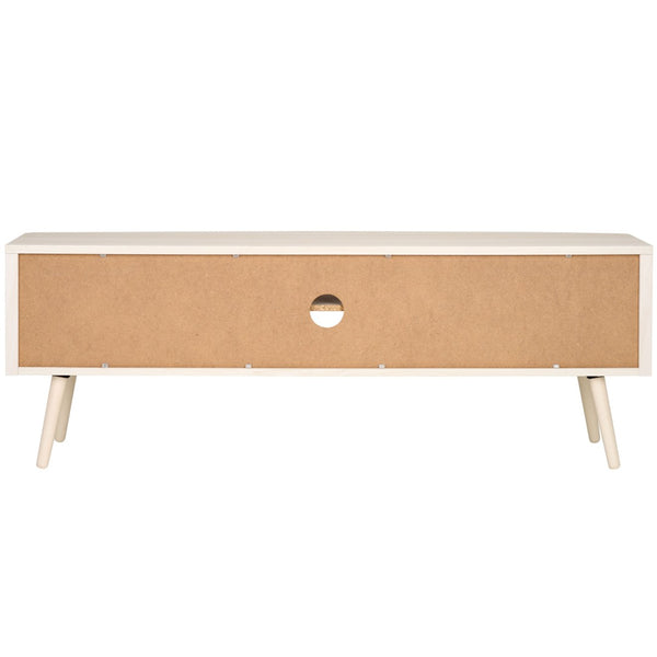 Safavieh Cielle 2-Door Media Stand With Rattan-Mesh Fronts And Tapered Legs For Modern Living Room Style Bleached White / Natural MED9628C
