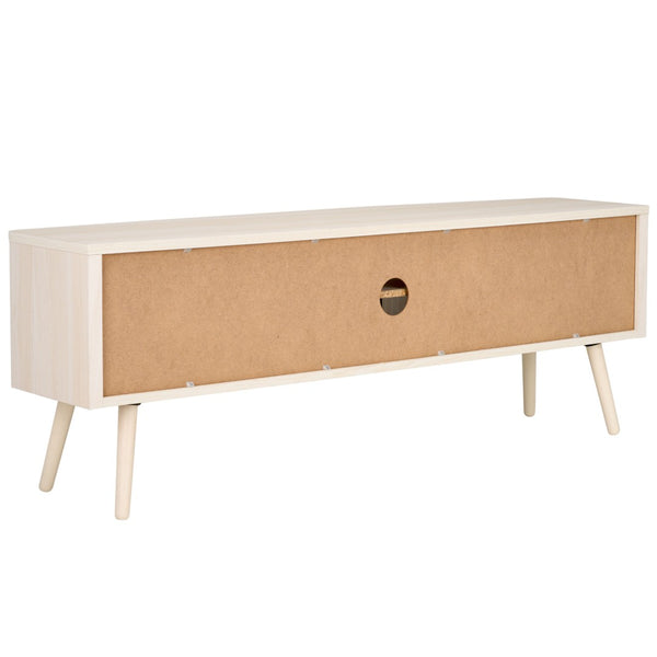 Safavieh Cielle 2-Door Media Stand With Rattan-Mesh Fronts And Tapered Legs For Modern Living Room Style Bleached White / Natural MED9628C