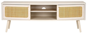 Safavieh Cielle 2-Door Media Stand With Rattan-Mesh Fronts And Tapered Legs For Modern Living Room Style Bleached White / Natural MED9628C