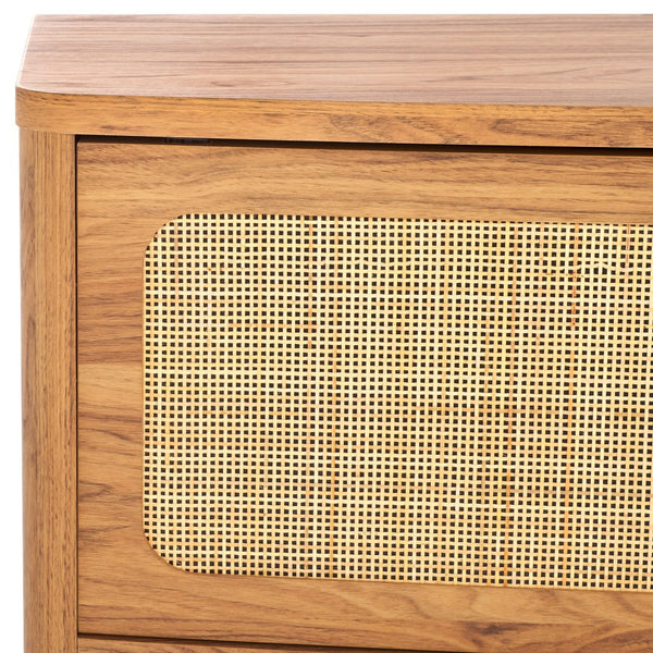 Safavieh Cielle 2-Door Media Stand With Rattan-Mesh Fronts And Tapered Legs For Modern Living Room Style Oak / Natural MED9628D