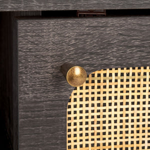 Safavieh Cielle 2 Door Media Stand Distressed Black / Natural 59.7" x 15.4" x 21"