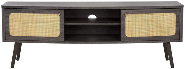 Safavieh Cielle 2 Door Media Stand Distressed Black / Natural 59.7" x 15.4" x 21"