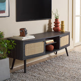 Safavieh Cielle 2 Door Media Stand Distressed Black / Natural 59.7" x 15.4" x 21"