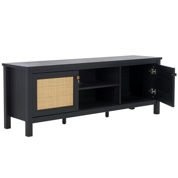 Safavieh Evane 2 Door Media Stand Black / Natural 59.1" x 15.6" x 21.7"