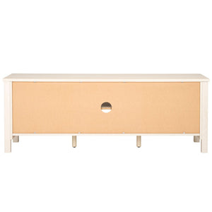 Safavieh Evane Streamlined Media Stand With Rattan Accents – Stylish Storage For Modern Living Spaces Bleached White / Natural MED9629C