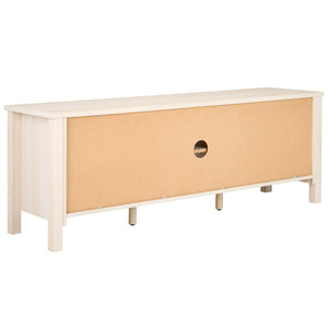 Safavieh Evane Streamlined Media Stand With Rattan Accents – Stylish Storage For Modern Living Spaces Bleached White / Natural MED9629C
