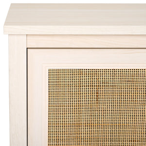 Safavieh Evane Streamlined Media Stand With Rattan Accents – Stylish Storage For Modern Living Spaces Bleached White / Natural MED9629C