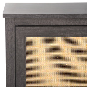 Safavieh Evane 2 Door Media Stand Distressed Black / Natural 59.1" x 15.6" x 21.7"