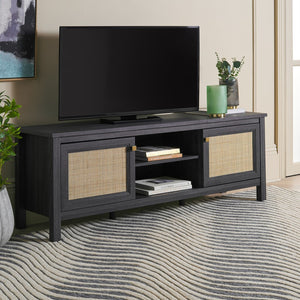 Safavieh Evane 2 Door Media Stand Distressed Black / Natural 59.1" x 15.6" x 21.7"