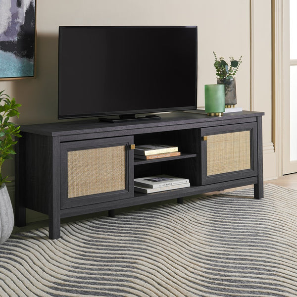 Safavieh Evane 2 Door Media Stand Distressed Black / Natural 59.1" x 15.6" x 21.7"