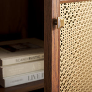 Safavieh Piran 2 Door 3 Drawer Sideboard/Media  Walnut / Gold 55.2" x 18.6" x 31.7"