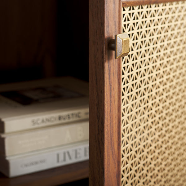 Safavieh Piran 2 Door 3 Drawer Sideboard/Media  Walnut / Gold 55.2" x 18.6" x 31.7"