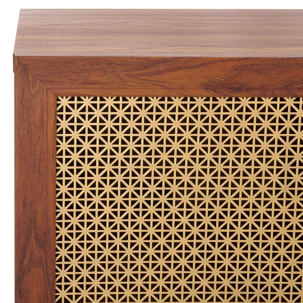 Safavieh Piran 2 Door 3 Drawer Sideboard/Media  Walnut / Gold 55.2" x 18.6" x 31.7"