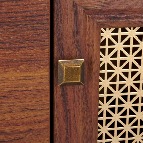 Safavieh Piran 2 Door 3 Drawer Sideboard/Media  Walnut / Gold 55.2" x 18.6" x 31.7"