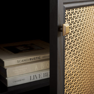 Safavieh Piran 2 Door 3 Drawer Sideboard/Media  Black / Gold 55.2" x 18.6" x 31.7"