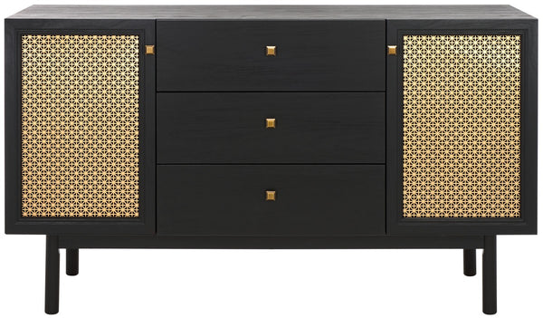 Safavieh Piran 2 Door 3 Drawer Sideboard/Media  Black / Gold 55.2" x 18.6" x 31.7"