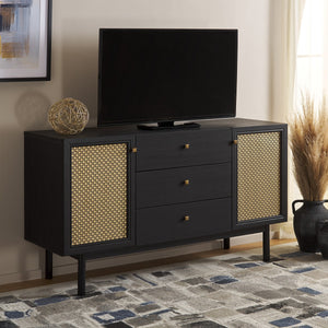 Safavieh Piran 2 Door 3 Drawer Sideboard/Media  Black / Gold 55.2" x 18.6" x 31.7"
