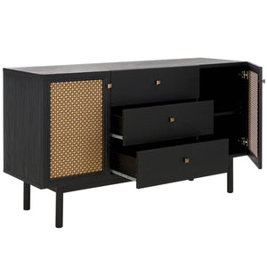 Safavieh Piran 2 Door 3 Drawer Sideboard/Media  Black / Gold 55.2" x 18.6" x 31.7"