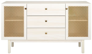 Safavieh Piran 2 Door 3 Drawer Sideboard/Media  White / Gold 55.2" x 18.6" x 31.7"