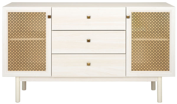 Safavieh Piran 2 Door 3 Drawer Sideboard/Media  White / Gold 55.2" x 18.6" x 31.7"