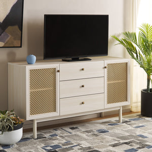Safavieh Piran 2 Door 3 Drawer Sideboard/Media  White / Gold 55.2" x 18.6" x 31.7"