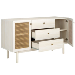 Safavieh Piran 2 Door 3 Drawer Sideboard/Media  White / Gold 55.2" x 18.6" x 31.7"