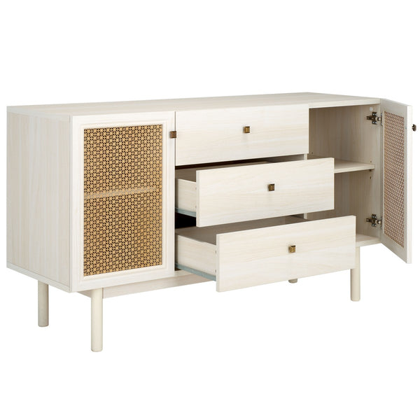 Safavieh Piran 2 Door 3 Drawer Sideboard/Media  White / Gold 55.2" x 18.6" x 31.7"