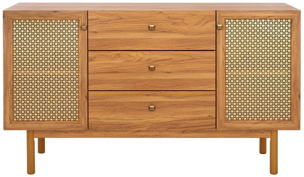Safavieh Piran 2 Door 3 Drawer Sideboard/Media  Oak / Gold 55.2" x 18.6" x 31.7"