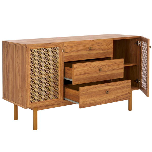 Safavieh Piran 2 Door 3 Drawer Sideboard/Media  Oak / Gold 55.2" x 18.6" x 31.7"