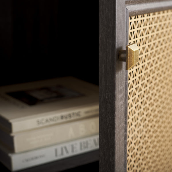 Safavieh Piran 2 Door 3 Drawer Sideboard/Media  Distressed Black / Gold 55.2" x 18.6" x 31.7"