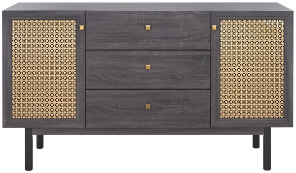 Safavieh Piran 2 Door 3 Drawer Sideboard/Media  Distressed Black / Gold 55.2" x 18.6" x 31.7"