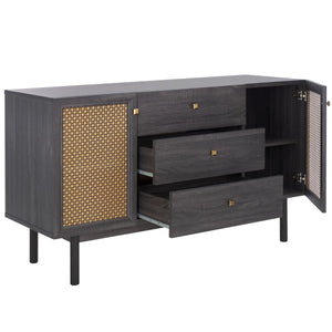 Safavieh Piran 2 Door 3 Drawer Sideboard/Media  Distressed Black / Gold 55.2" x 18.6" x 31.7"