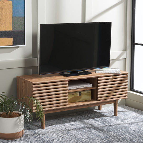 Safavieh Aricia Small 2 Door Media Stand Oak 46.9" x 15.4" x 19.9"