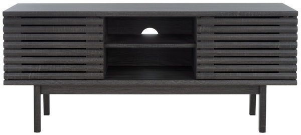 Safavieh Aricia Small 2 Door Media Stand Distressed Black 46.9" x 15.4" x 19.9"