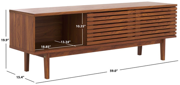 Safavieh Aricia Large 2 Door Media Stand Walnut 59" x 15.4" x 19.9"
