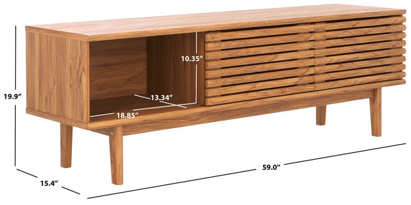 Safavieh Aricia Large 2 Door Media Stand Oak 59" x 15.4" x 19.9"